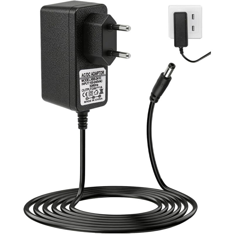 24V 1A 24W Netzteil mit 1m Kabel – 100–240V AC auf 24V DC Netzteil für LED-Streifen, Luftbefeuchter, Diffusoren, Soundbars und andere 24V DC Geräte –