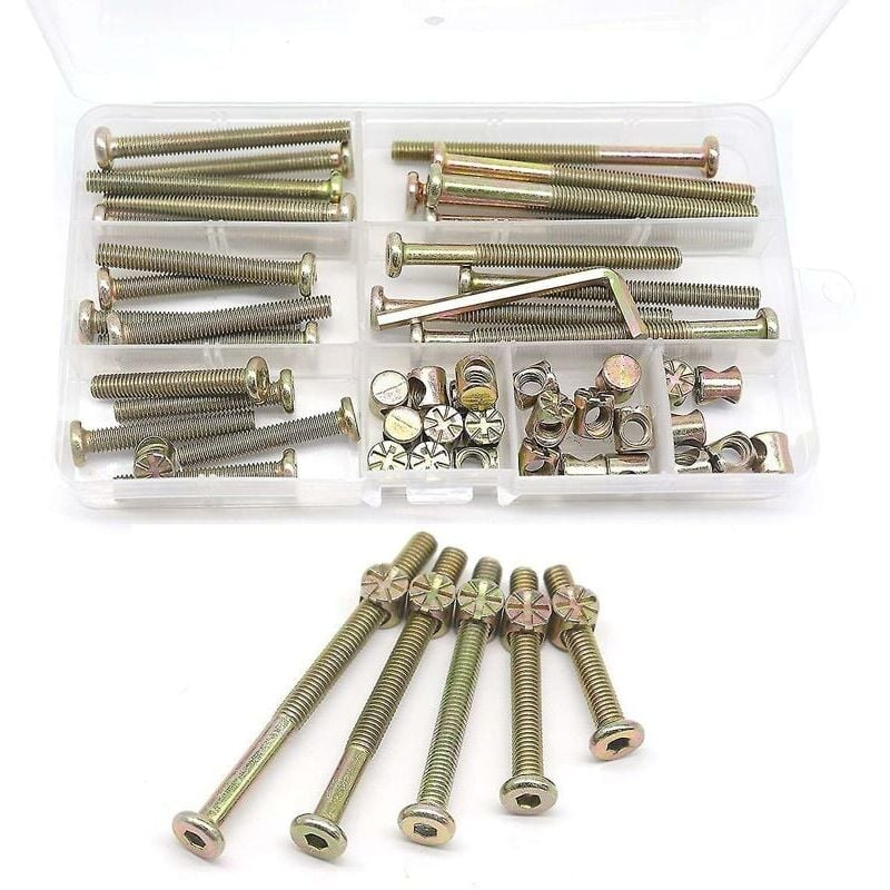 Alovez - 25-teiliges Schraubenset für Babybetten – verschiedene Größen M6 x 40 mm/50 mm/60 mm/70 mm/80 mm