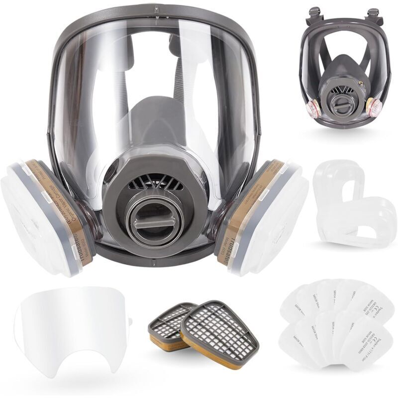 25-in-1-Vollgesichtsmaske 6800, Schutzhelm für Malerarbeiten, Schutz vor organischen Dämpfen und Stäuben, Staubmaske, Malermaske, Gasmaske, zwei