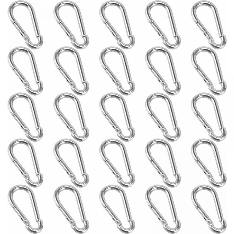 25 Karabiner, 40 x 4 mm kleine Karabiner, Schlüsselring-Karabiner für Rucksäcke, Hundeleinen, Camping, Angeln, Reisen