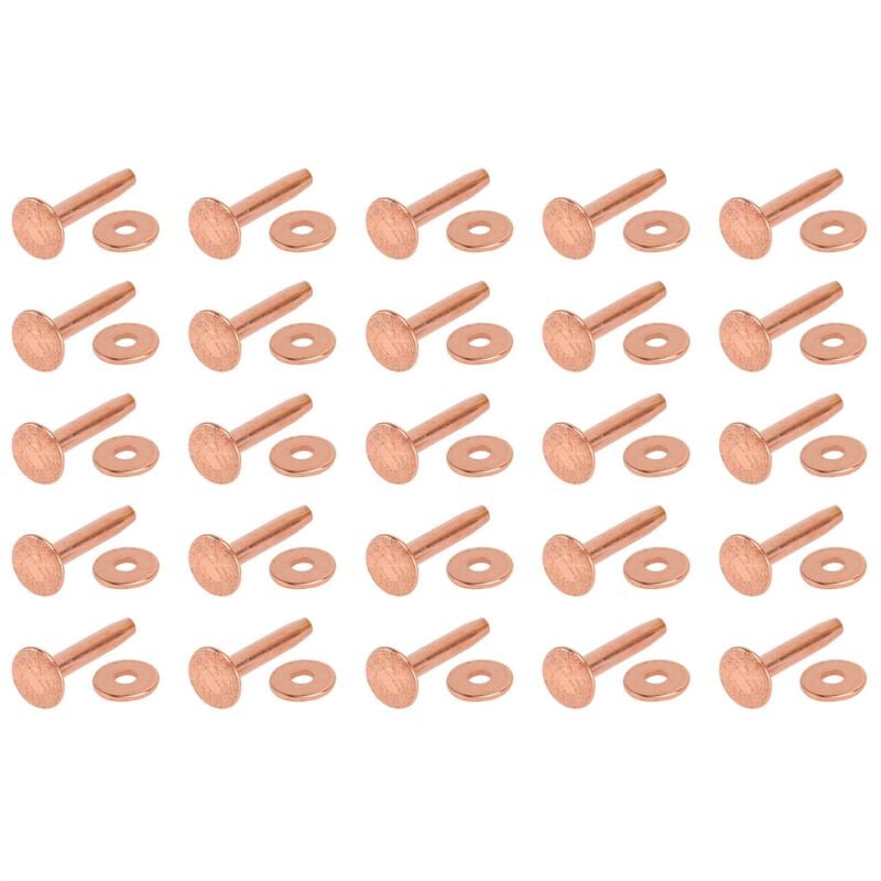Tlily - 25 SäTze Kupfer Niet Grat Unterlegscheibe, 3/4 Lange Leder Befestigung, für Brieftaschen diy Bastel Bedarf