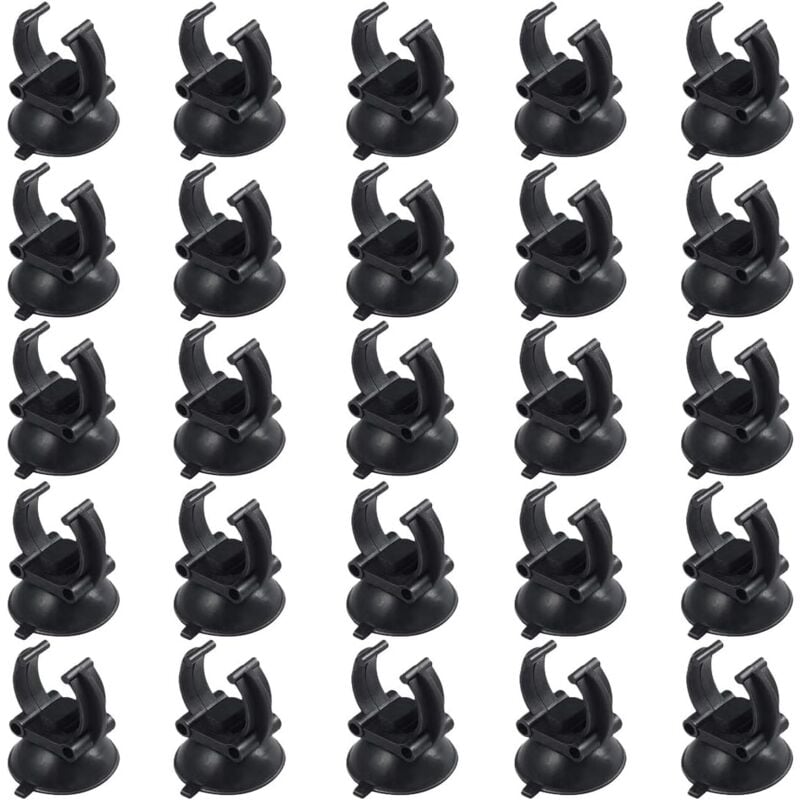 Memkey - 25 Stück Aquarium-Saugnapf-Rohrhalter, Aquarium-Saugnapfhalter, Aquarium-Sauger, Aquarium-Saugnapf-Clip, schwarzer PVC-Kunststoff