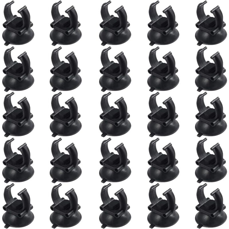 Aougo - 25 Stück Aquarium-Saugnapf-Rohrhalter, Aquarium-Saugnapfhalter, Aquarium-Sauger, Aquarium-Saugnapf-Clip, schwarzer PVC-Kunststoff