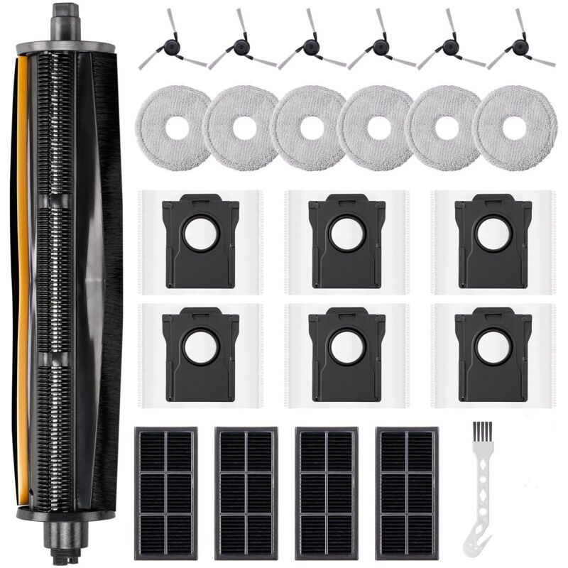 25 Stück Ersatzteile für Dreame X40 Ultra Complete/L10s Ultra Gen 3/L40 Ultra/X40 Master/Mova P50 Pro Ultra Saugroboter,6 Staubbeutel 6 Wischpads 1