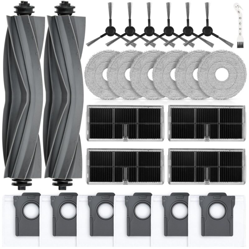 25 Stück Zubehör für Dreame L10s Pro Ultra Heat / L10s Ultra Gen 2 / X30 Ultra / L40 Ultra AE/Mova E30 Ultra Staubsauger, 2 Hauptbürste 6 Staubbeutel