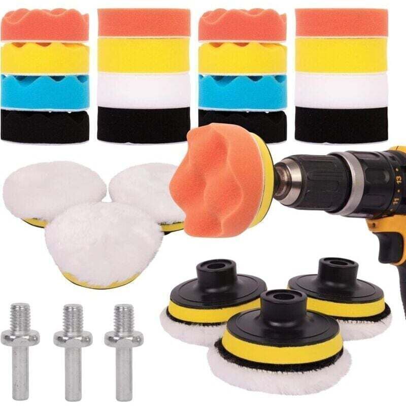 25-teiliges Polierset – Polierpads für M10/M14-Bohrmaschinen, Akkuschrauber und Poliermaschinen – Verschiedene Glättungsgrade