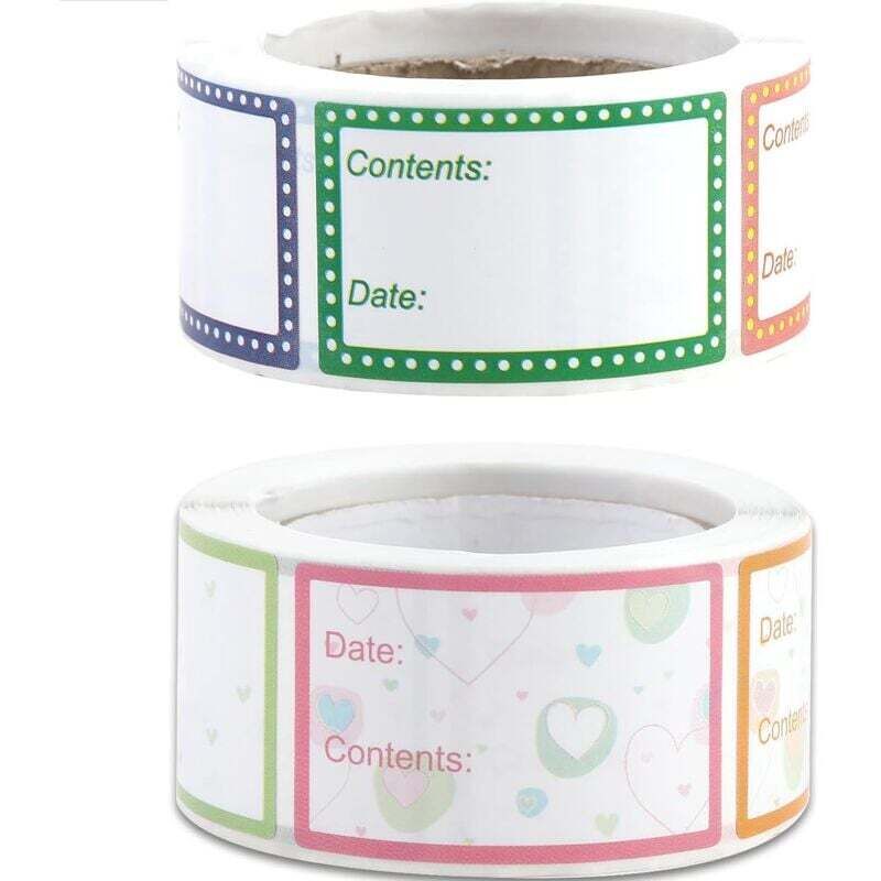 2,5 x 4 cm selbstklebende Lebensmitteletiketten, 2 Rollen, 400 Stück, Gefrierschrank-Datumserinnerungsetiketten, Gefrierschrank-Aufkleber