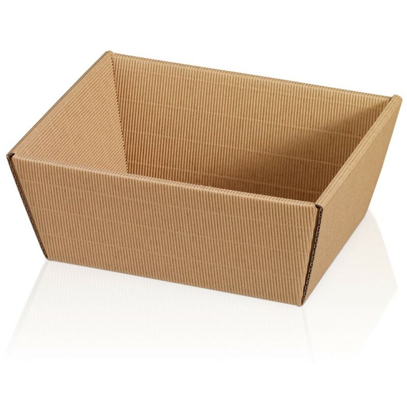 Kk Verpackungen - 25 x Präsentkorb Geschenkkorb 195x145x100 mm offene Welle Natur