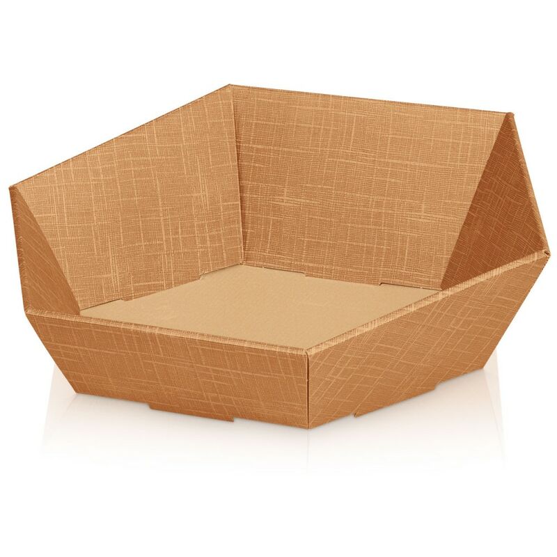 Kk Verpackungen - 25 x Präsentkorb Geschenkkorb 380x340x75/130 mm strukturgeprägt Natur