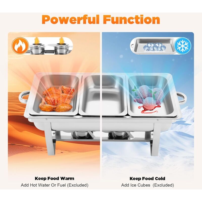 2.5L 3 Grid Profi Chafing Dish Speisewärmer Wärmebehälter Satz Speisenwärmer Edelstahl Warmhaltebehälter Warmhaltegerät