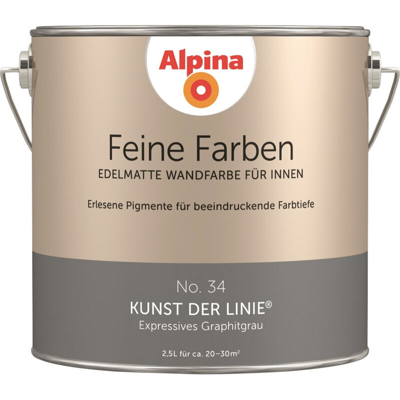 Feine Farben No. 34 Kunst der Linie 2,5 l expressives graphitgrau edelmatt Wandfarbe - Alpina