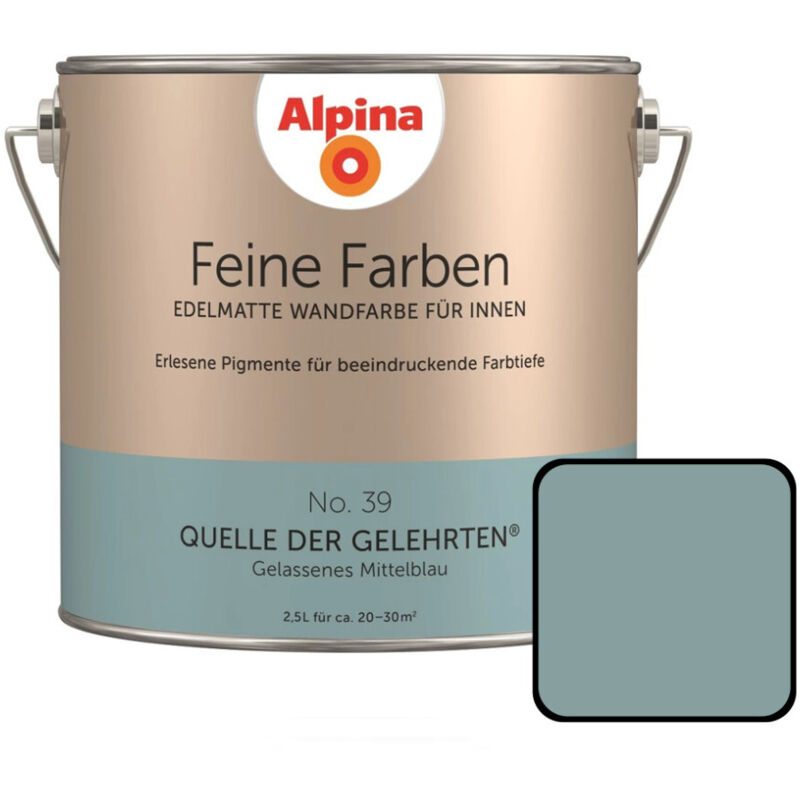 Feine Farben No. 39 Quelle der Gelehrten 2,5 l gelassenes mittelblau edelmatt Wandfarbe - Alpina