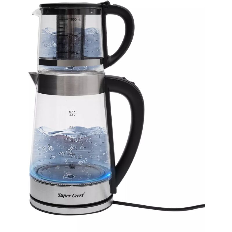 2.5L Kettle Glas-Wasserkocher Heißwasserkocher Teekanne Wasserkocher Reise Wasserkocher 1800W Mit Teekanne und Emperaturwahl