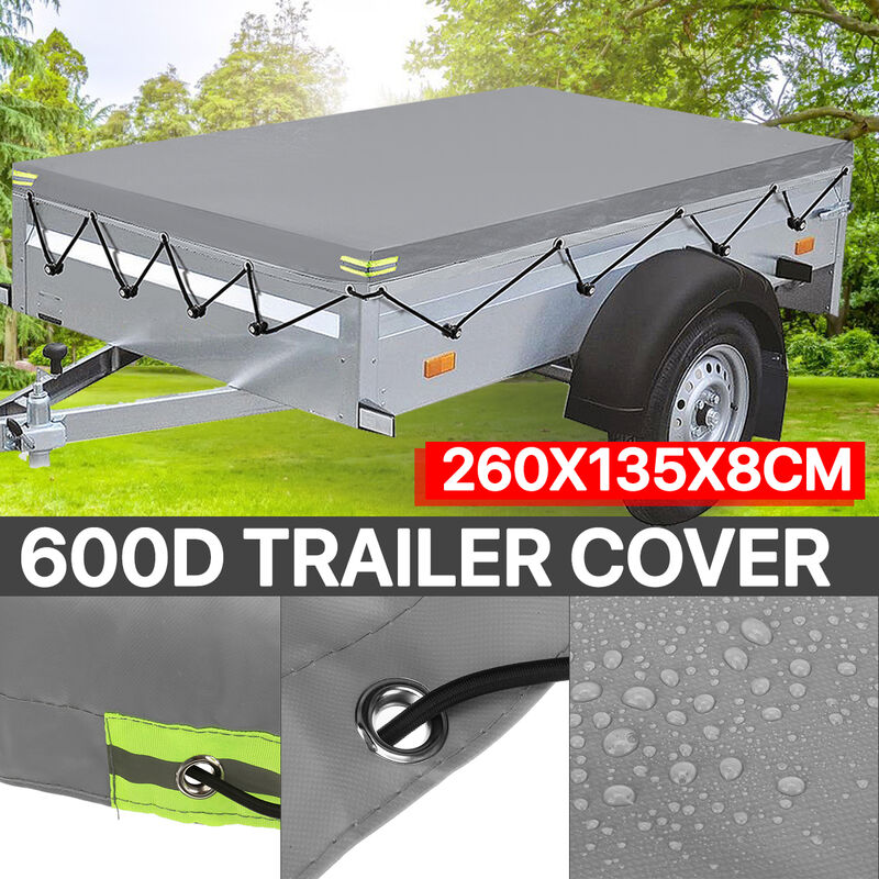 260 x 135 x 8 cm Abdeckung 600D Anhänger Auto Dachzelt strapazierfähiges PVC staubdicht wasserdicht Schutzabdeckung Reise Camping Markise (Grau)