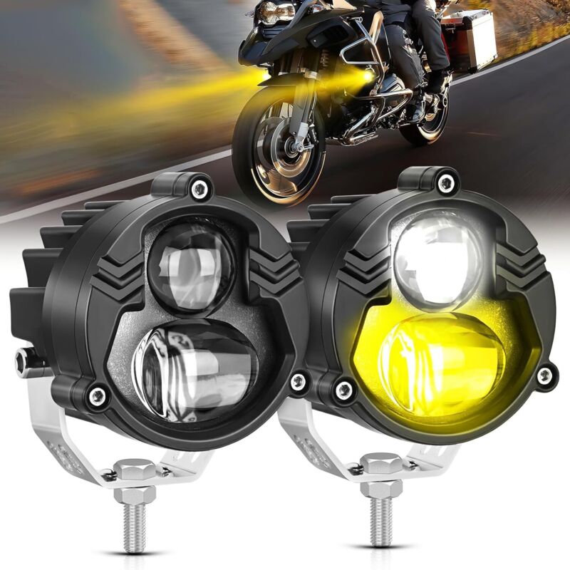 2,7-Zoll-Motorrad-Zusatzscheinwerfer, weiß-gelb, Spot und Nebelscheinwerfer, LED-Pods, IP67wasserdicht, Offroad-Zusatzbeleuchtung für Motorrad,