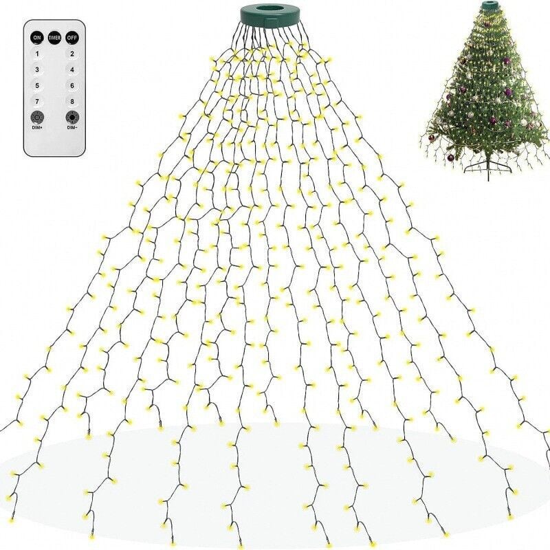 280 LED-Lichterketten für den Weihnachtsbaum, 2 m x 8 LEDs, wasserdichte Außendekoration (1,5–2,8 m), ideal für Zuhause, Party, Weihnachten, Abend,