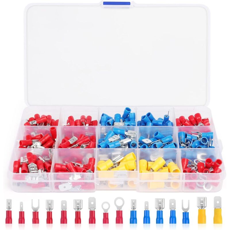 Longziming - 280 Stück Elektrische Crimpklemmen, Elektrische Klemmen für Auto, Isolierte Elektrische Klemme, Elektrische Crimpverbinder, 15 Typen mit