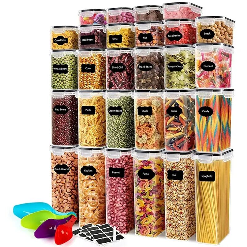28er-Pack luftdichte Vorratsbehälter mit Deckel zur Organisation der Speisekammer – ideal für Müsli, Nudeln, Mehl und Zucker – inklusive Etiketten