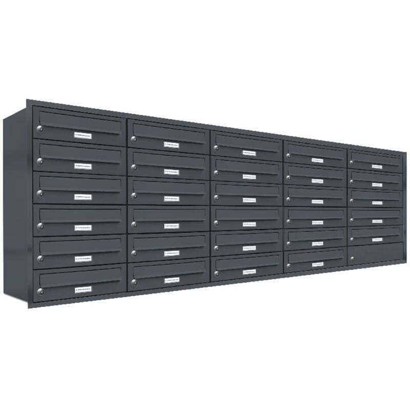 Al Briefkastensysteme - 29er Briefkasten Anlage Unterputz Montage ral 7016 Anthrazit