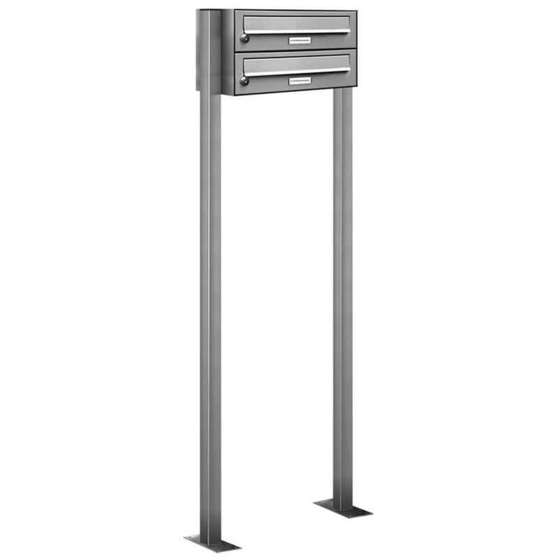2er Edelstahl Standbriefkasten Anlage Freistehend