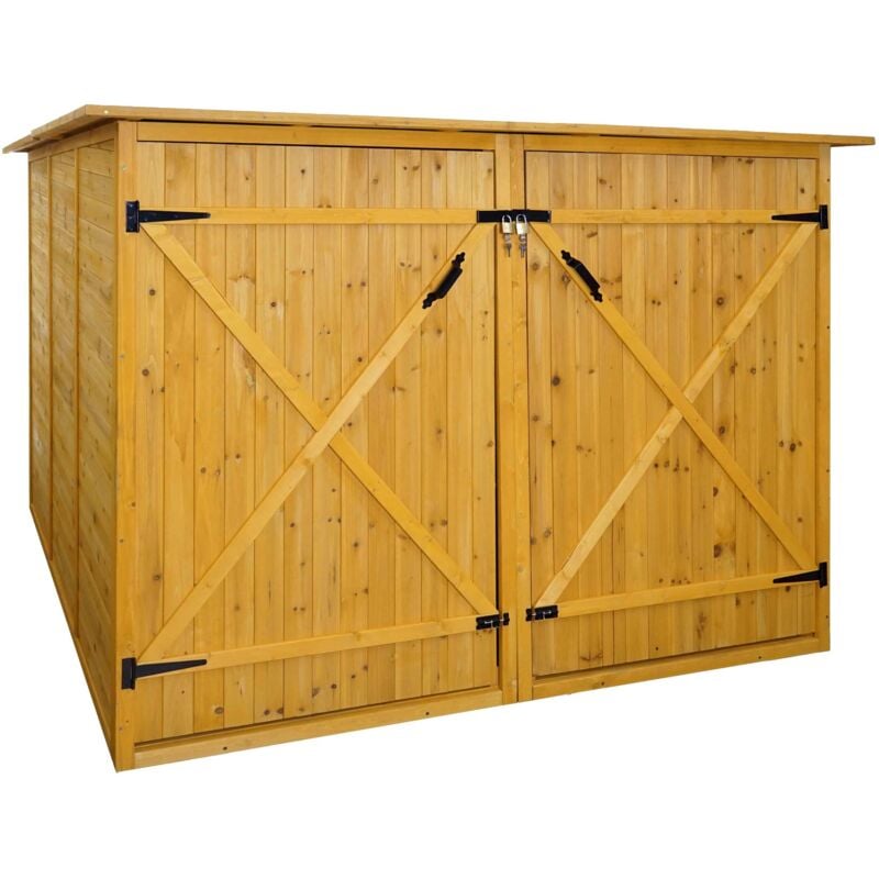 2er-Fahrradgarage HHG 677, Fahrradbox Geräteschuppen Gerätehaus, mvg abschließbar 151x200x200cm braun