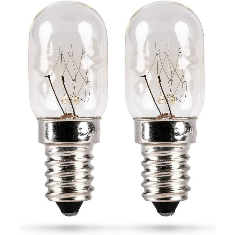 2er Pack 15W E14 - Glühbirne für Nähmaschine, Dunstabzugshaube, Vitrine, Salzsteinlampe, Kühlschrank, Gefriertruhe - Kühlschrank Lampe mit T22
