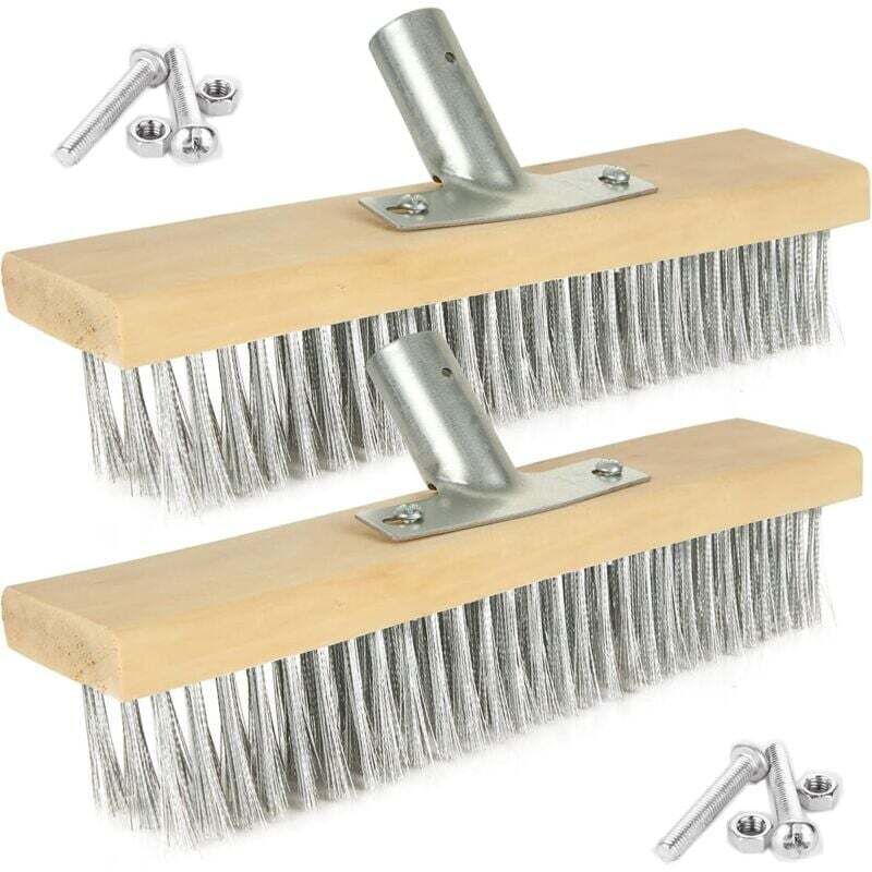 2er-Pack 30-cm-Drahtbesenkopf, Scheuerbürstenkopf aus hartem Stahl, robuste Kehrbürste für Deck, Pflaster, Terrassendielen, Einfahrten, Algen,