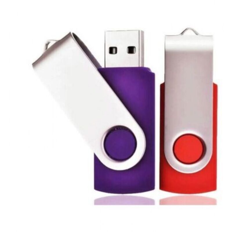 2er-Pack (32 GB, Rot/Violett) USB-Stick 32 GB USB 2.0 Flash-Laufwerk Drehbarer USB-Stick mit Schlüsselband, schönes Geschenk für Kinder, Eltern und