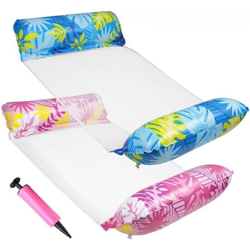 2er-Pack 4-in-1-Wasserhängematte mit Netz und aufblasbarer Pool-Hängematte, Pool-Hängematte & Wasserhängematte, schwimmendes Bett und Loungesessel