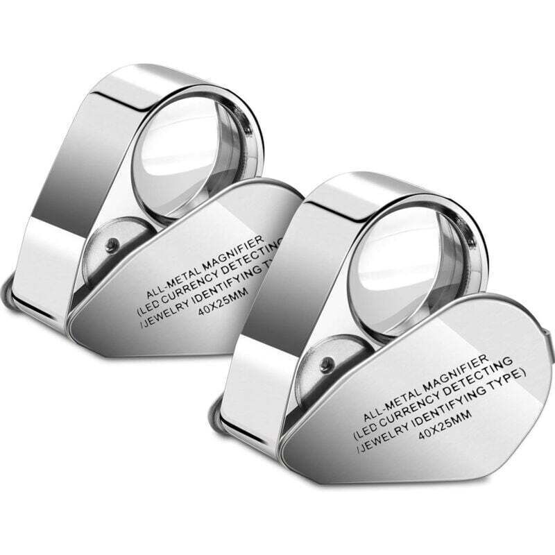 2er-Pack 40-fache Juwelier-LED-UV-Linsenlupe, beleuchtete Juwelierlupe, Tuch zur LED-Währungserkennung, Juweliererkennung..DEBUNS
