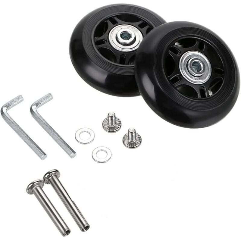 2er-Pack 70 x 24 mm Ersatz-Gepäckrollen, Kofferrad-Reparatur-Sets, Achsschlüssel und Schrauben für Trolleys, Inlineskates und Skateboards