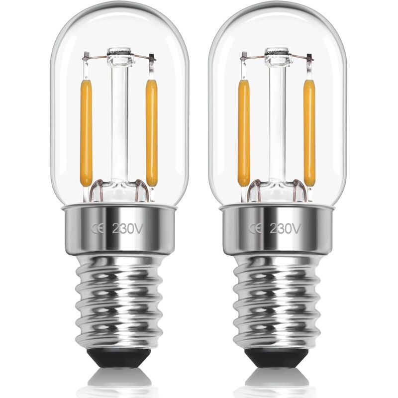 2er-Pack E14 LED-Lampen für Kühlschränke – Warmweiß 2700K – Ersetzt 10W-15W Halogenlampen – T22 SES 230V Zwerglampe – Für Kühlschränke, Nähmaschinen