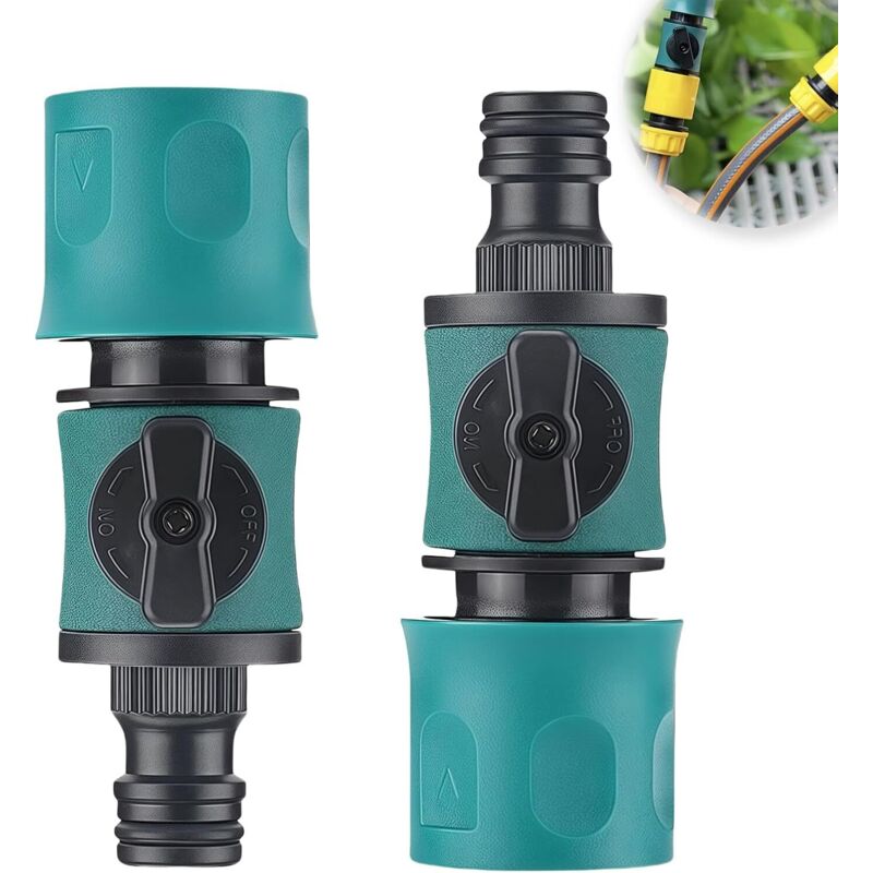 2er-Pack Gartenschlauchverbinder, Universal-Wasserhahnadapter, passend für 1/2-Zoll-, 3/8-Zoll-, 1/4-Zoll- und 3/4-Zoll-Schläuche
