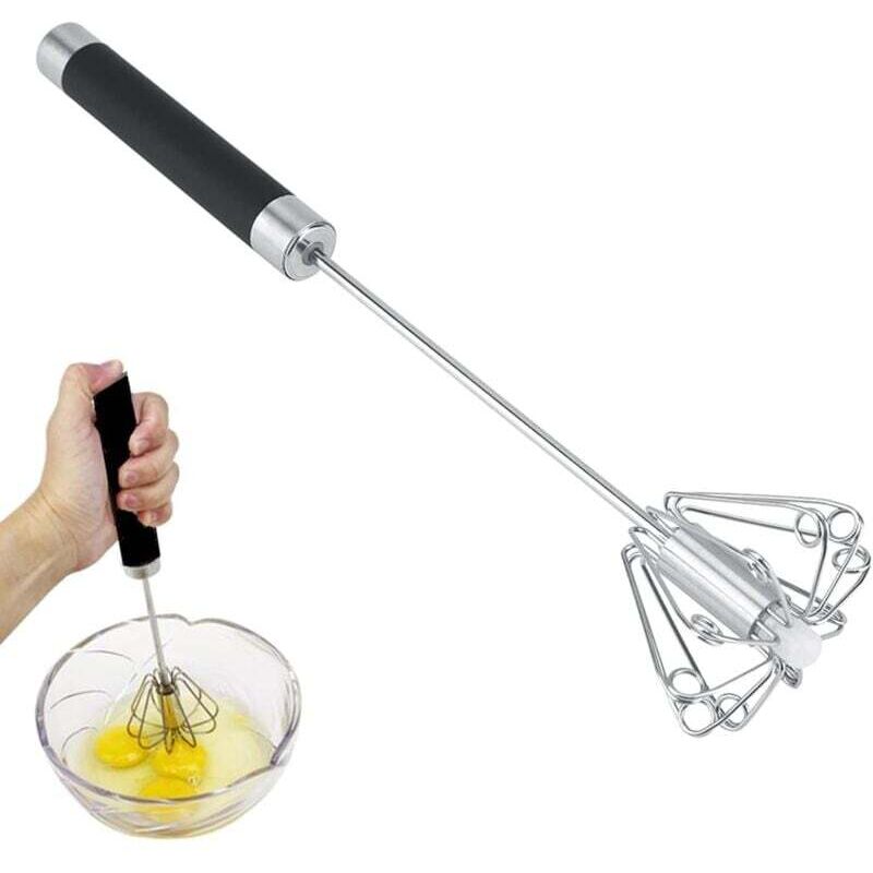 2er-Pack halbautomatischer Schneebesen, manueller Handmixer, Edelstahl-Hand-Schneebesen, multifunktionaler rotierender Schneebesen zum Schlagen,