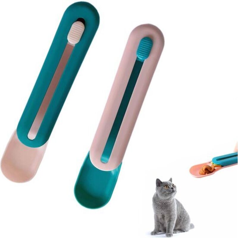 2er-Pack Katzenfutterspender, verstellbarer Quetschspender für Katzenfutter und Leckerlis, abgestuftes Leckpad/Schaufel für die Fütterung von