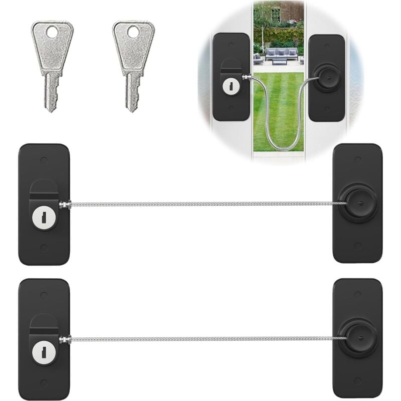 2er-Pack Kindersicherungen für Schränke und Fenster, mit Klebe- oder Schraubbefestigung, geeignet für Fenster und Kühlschrank etc. (Schwarz)