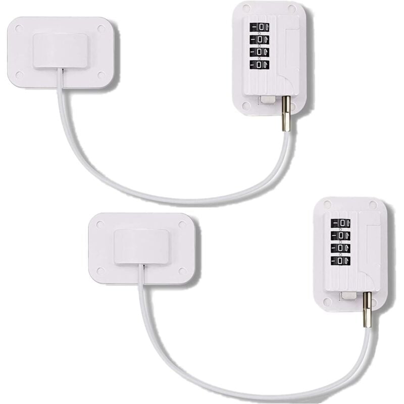 2er-Pack Kühlschrank-Sicherheitsschlösser mit 4-stelligem Code, Kühlschrank-Kombinationsschloss für Kinder, Kindersicherungen für Schränke, Vitrinen