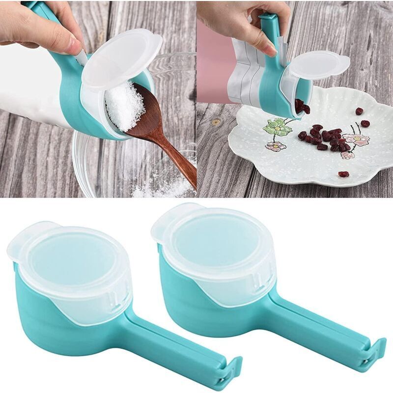2er-Pack Lebensmittel-Verschlussklammern, Lebensmittel-Verschlussklammern mit Öffnung, Chipstüten-Clips, Kunststoff-Verschlussklammern mumu