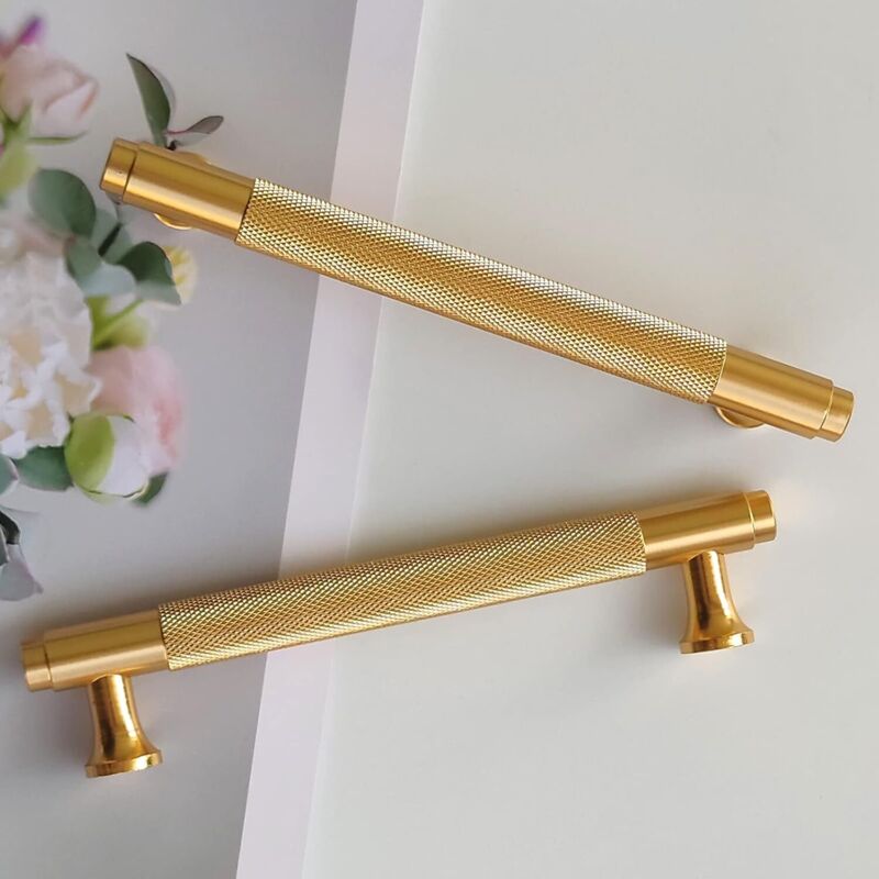 2er-Pack moderne goldene Schrankgriffe, 128 mm Lochabstand, Küchentürgriffe, Vintage-Griffe für Küchenschränke, Kommoden, Kleiderschränke