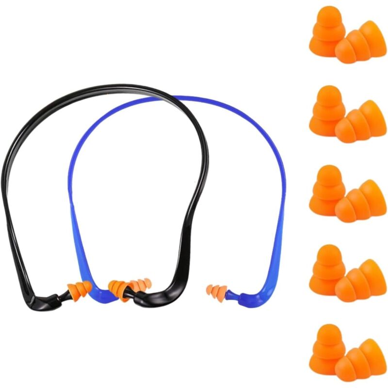 2er-Pack Over-Ear-Gehörschutz mit 5 Paar Ersatz-Ohrstöpseln, 14 x 14 x 1,4 cm Over-Ear-Gehörschutz, Lärmreduzierender Gehörschutz (SNR 25 dB),