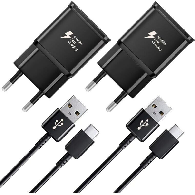 2er-Pack Schnellladegerät, 1,2 m Kabel, kompatibel mit Samsung Galaxy S22, S21, S20, S8, S10, S9 Plus, Note 7, 8, 9, 10, A53, LG, HTC