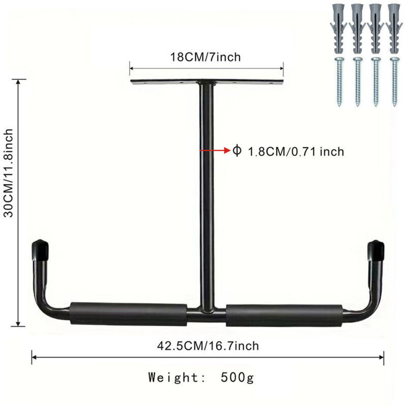 (2er-Pack, Schwarz) Stahl-Deckenhaken für Garagen, robustes Aufbewahrungssystem zum Aufhängen von Holz, Fahrrädern, Werkzeugen, Brennholz, stabiles
