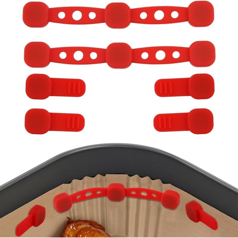 2er-Pack Silikonschlaufen für die Luftfritteuse, wiederverwendbar, hitzebeständig, universelle Magnetschlaufen (rot)