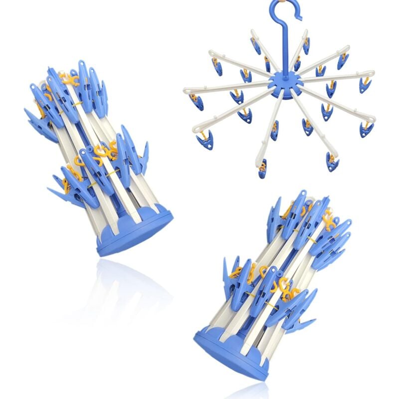 2er-Pack Socken-Wäscheständer, drehbarer Wäscheständer, winddichter Hakenaufhänger, hängende Wäschesocken, tragbarer Wäscheständer, für Unterwäsche,