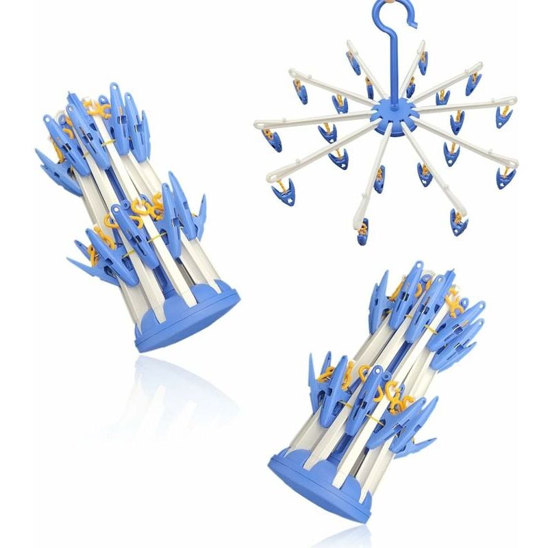 2er-Pack Sockentrockner, drehbarer Wäscheständer, winddichter Hakenaufhänger, zum Aufhängen von Wäschesocken, tragbarer Wäscheständer, für