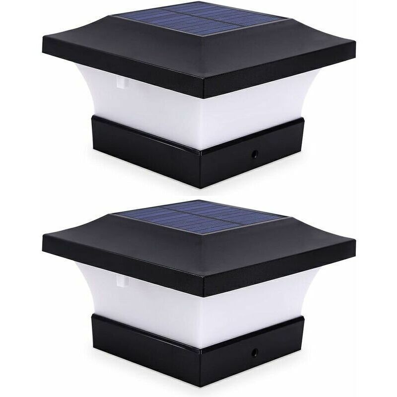 2er-Pack Solar-Pfostenleuchten für den Außenbereich für Zaun- und Terrassenleuchten, hohe Helligkeit, 6000 k weiße LED-Solarleuchten für 4 x 4, 5 x 5