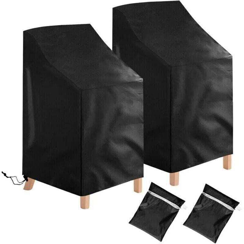 2er-Pack Stuhlhussen für Gartenstühle, wasserdicht, winddicht, UV-beständig, Oxford-Polyester, stapelbare Stuhlhussen für bis zu 6 Stühle