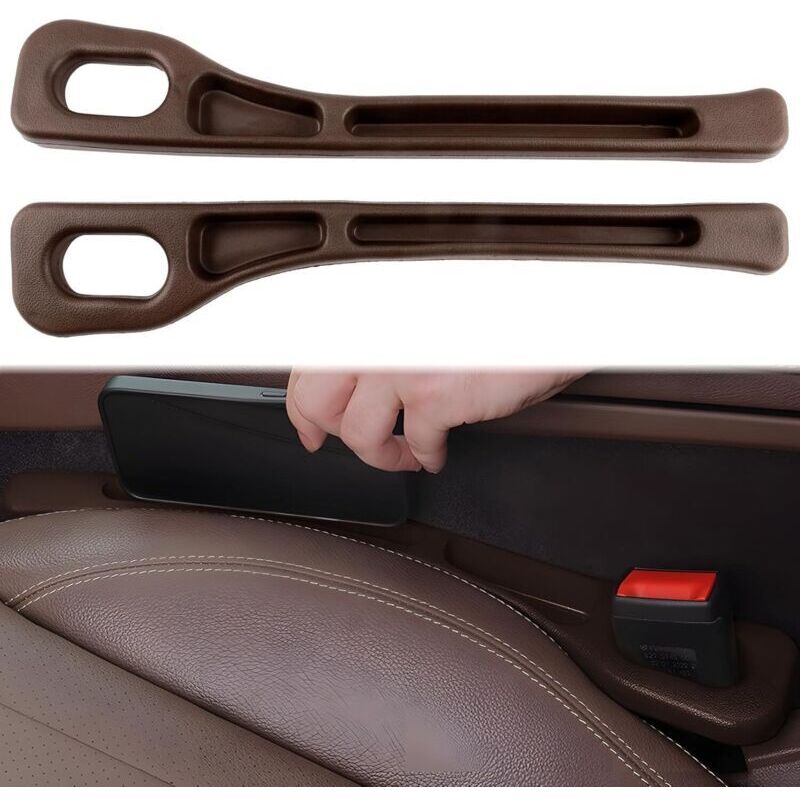 2er-Pack Universal-Aufbewahrungsboxen für Autositzlücken, Universal-Füller für Autositzlücken, Autositzlückenfüller, Braun
