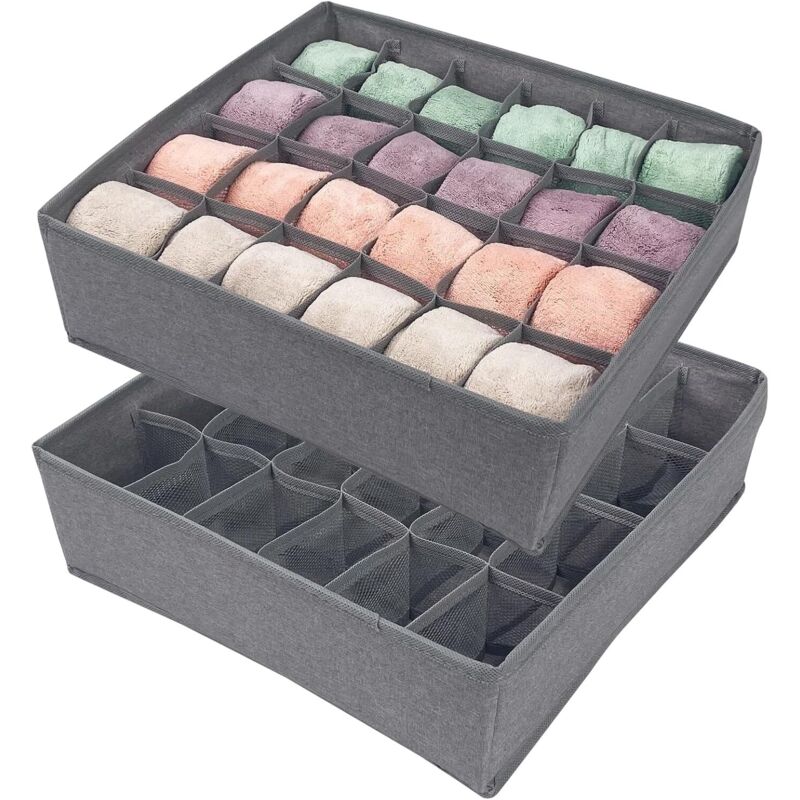 2er-Pack Unterwäsche-Organizer, 24-Fächer-Unterwäsche-Aufbewahrungsbox, faltbarer Schubladen-Organizer, faltbarer Socken-Organizer, für Schals,