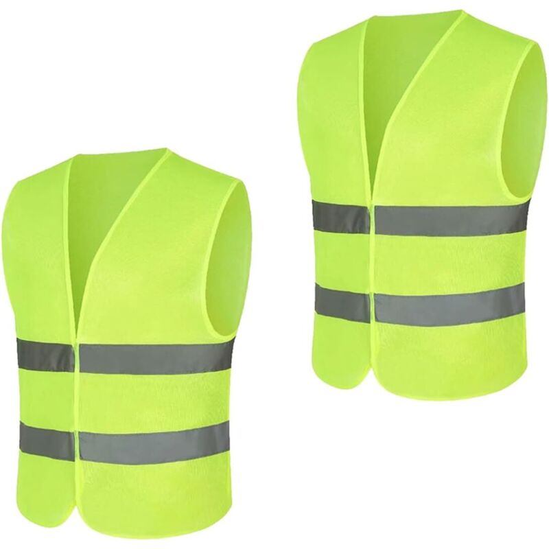 2er-Pack Warnwesten für Erwachsene Reflektierende Westen mit Reflektorstreifen Fluoreszierende Westen für Auto und Baustelle Warnweste